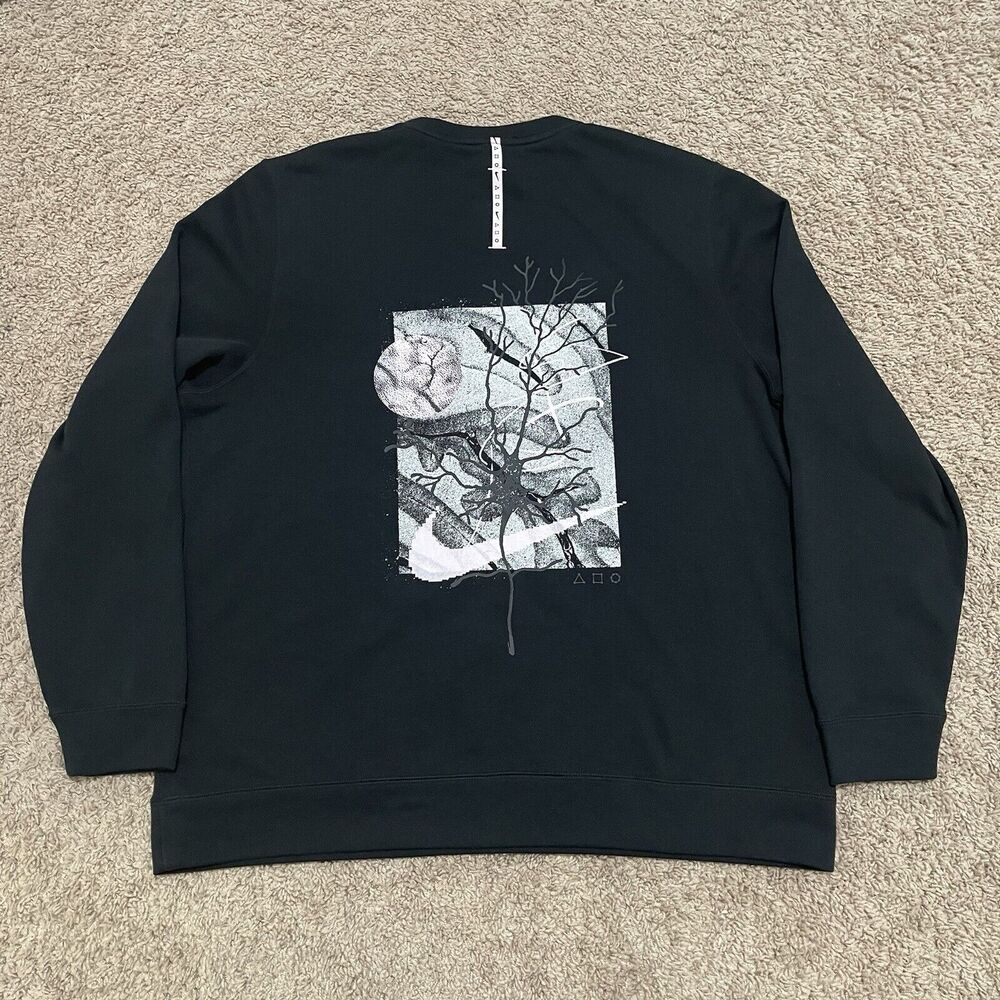 Nike Sweatshirt Men Large Black Midnight Cherry Blossom Graphic Baggy Skateboard